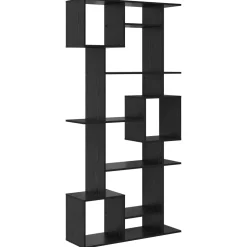 vidaXL Boekenkast 9-laags 92 x 29 x 188 cm Bewerkt hout Zwart Eiken