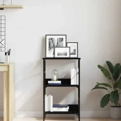 vidaXL Boekenkast 2-laags 50 x 33 x 82 cm Bewerkt hout Zwart Eiken