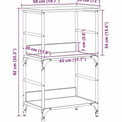 vidaXL Boekenkast 2-laags 50 x 33 x 82 cm Bewerkt hout Zwart Eiken