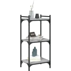 vidaXL Boekenkast 3-laags 40x30x86 cm bewerkt hout grijs sonoma