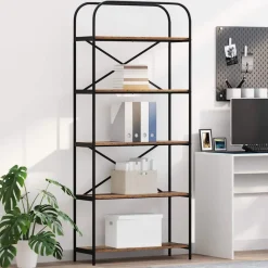 vidaXL Boekenkast 5-laags 80 x 30 x 183 cm Bewerkt hout Oudhout
