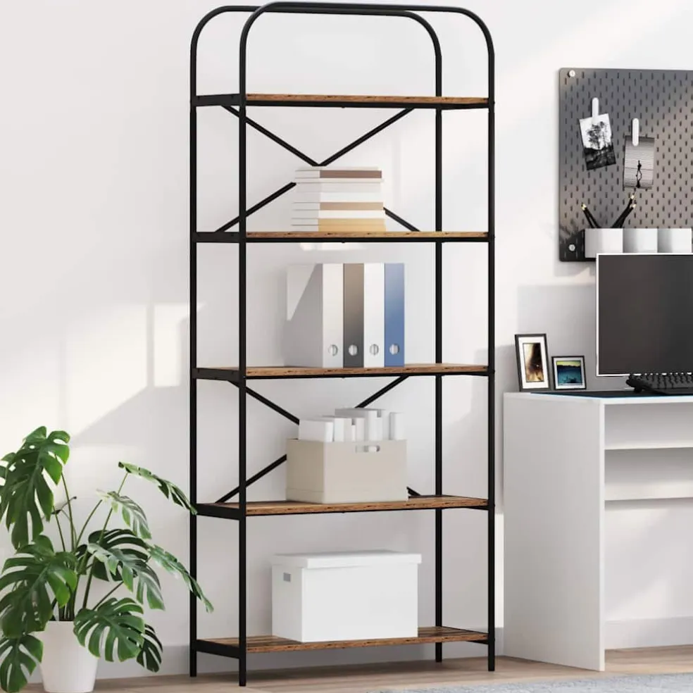 vidaXL Boekenkast 5-laags 80 x 30 x 183 cm Bewerkt hout Oudhout
