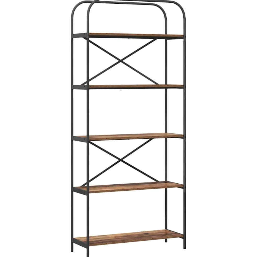 vidaXL Boekenkast 5-laags 80 x 30 x 183 cm Bewerkt hout Oudhout
