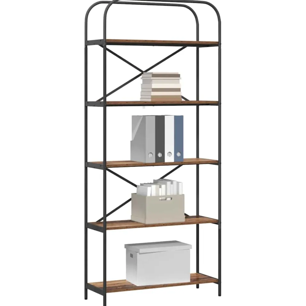 vidaXL Boekenkast 5-laags 80 x 30 x 183 cm Bewerkt hout Oudhout