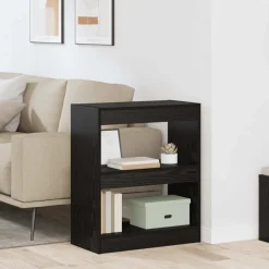 vidaXL Boekenkast 2-laags 60 x 30 x 72 cm Bewerkt hout Zwart Eiken