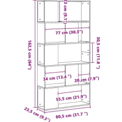 vidaXL Boekenkast 5-laags 80,5x23,5x162,5 cm bewerkt hout wit