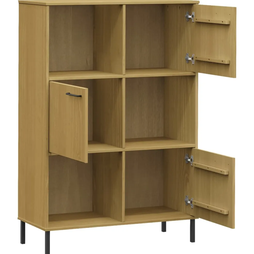 vidaXL Boekenkast met metalen poten OSLO 90x35x128,5 cm hout bruin
