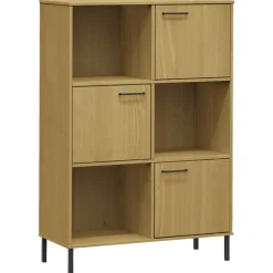 vidaXL Boekenkast met metalen poten OSLO 90x35x128,5 cm hout bruin