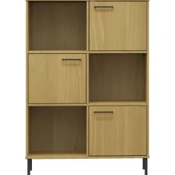 vidaXL Boekenkast met metalen poten OSLO 90x35x128,5 cm hout bruin