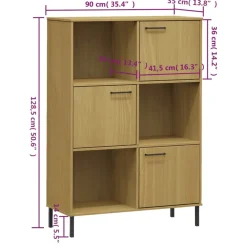 vidaXL Boekenkast met metalen poten OSLO 90x35x128,5 cm hout bruin
