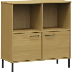vidaXL Boekenkast met metalen poten OSLO 90x35x90,5 cm hout bruin