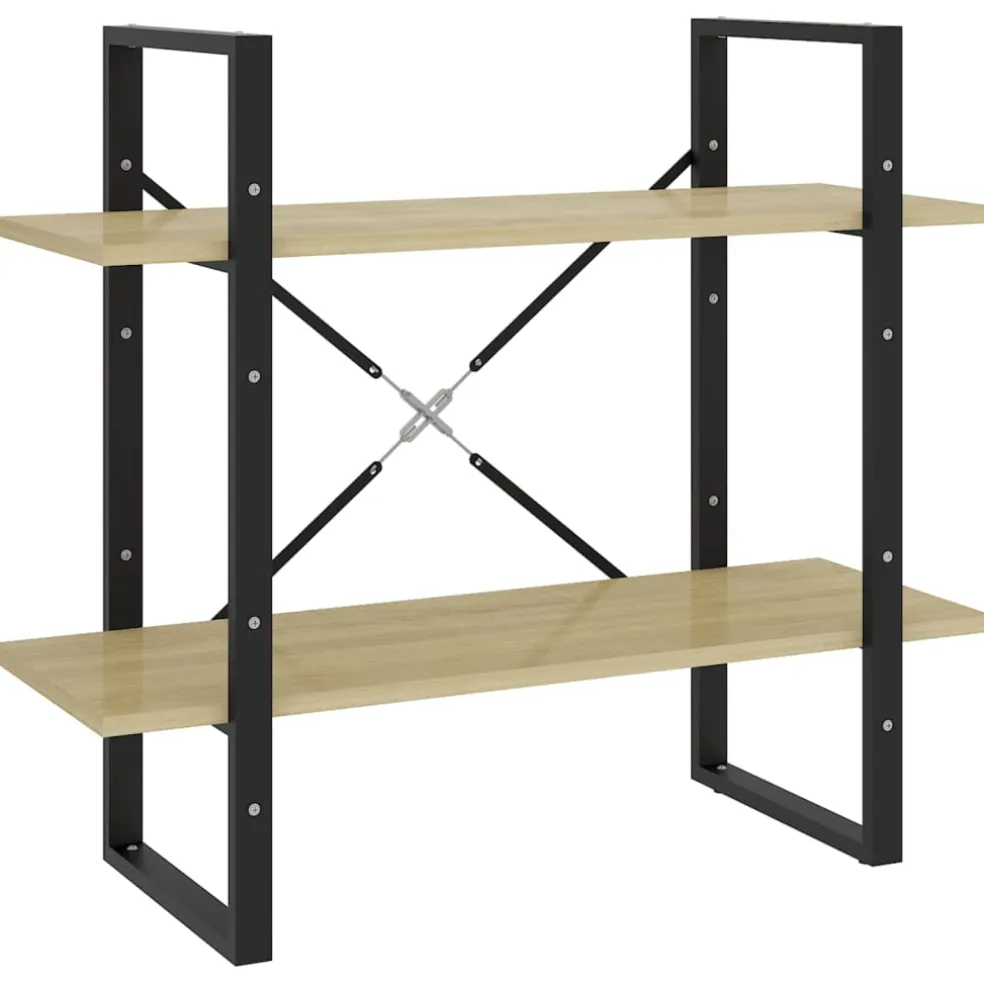 vidaXL Boekenkast met 2 schappen 80x30x70 cm bewerkt hout sonoma eiken