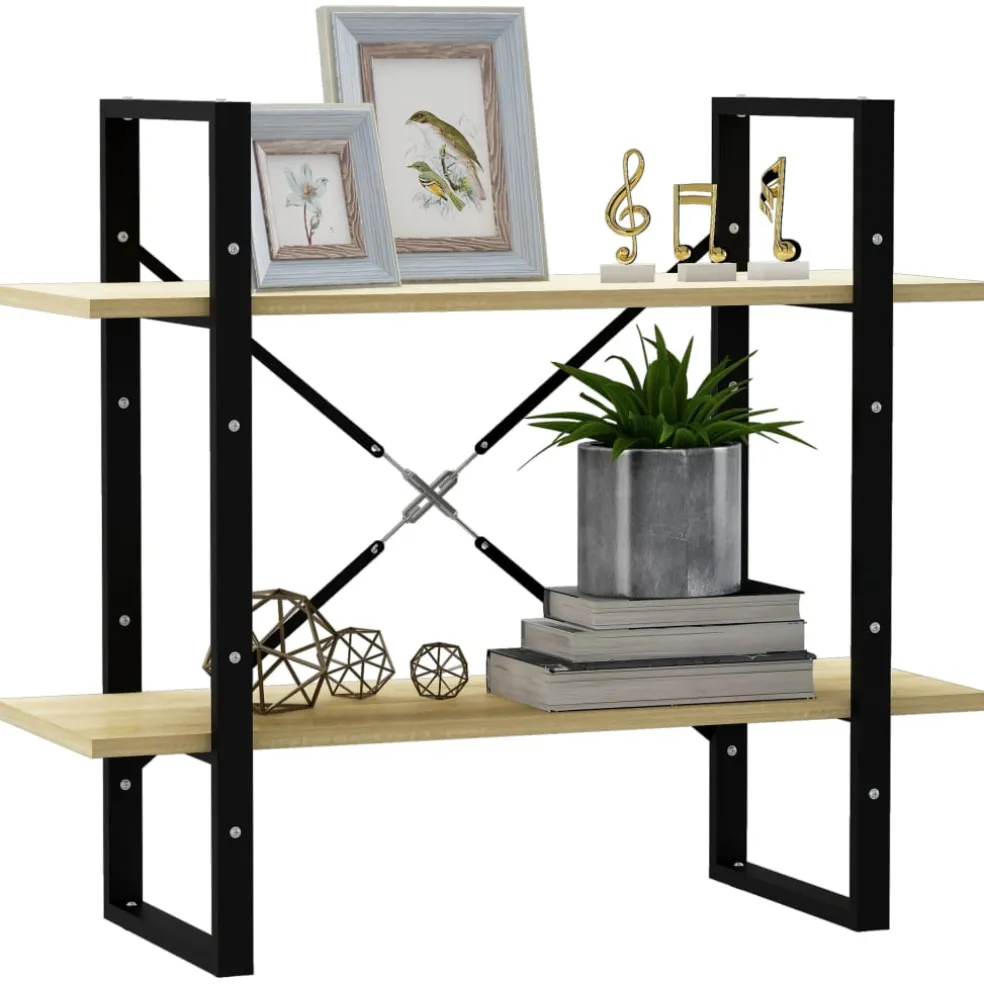 vidaXL Boekenkast met 2 schappen 80x30x70 cm bewerkt hout sonoma eiken
