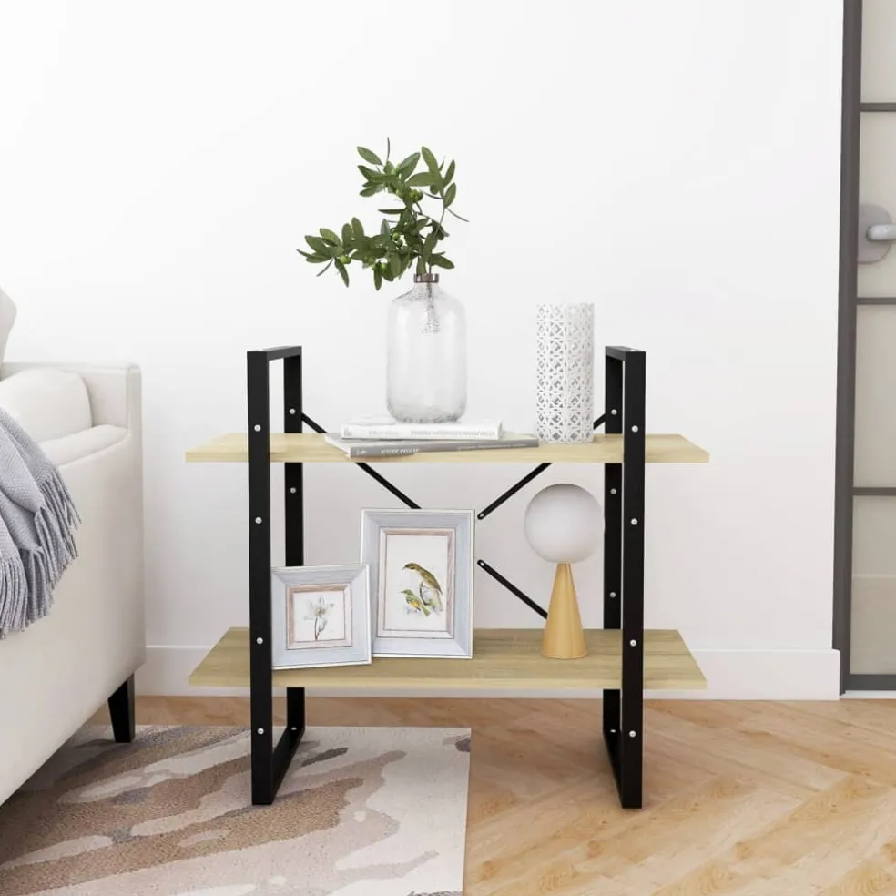 vidaXL Boekenkast met 2 schappen 80x30x70 cm bewerkt hout sonoma eiken