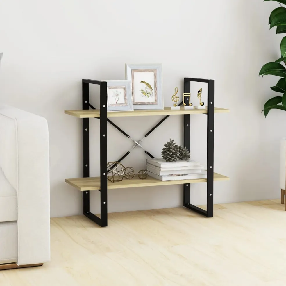 vidaXL Boekenkast met 2 schappen 80x30x70 cm bewerkt hout sonoma eiken
