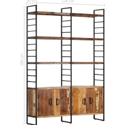 vidaXL Boekenkast met 4 schappen 124x30x180 cm massief gerecycled hout