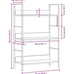 vidaXL Boekenkast met 3 schappen 60x27,6x90,5 cm bewerkt hout zwart