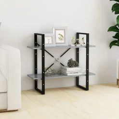 vidaXL Boekenkast met 2 schappen 80x30x70 cm bewerkt hout betongrijs