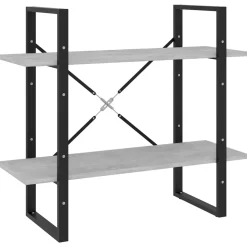 vidaXL Boekenkast met 2 schappen 80x30x70 cm bewerkt hout betongrijs