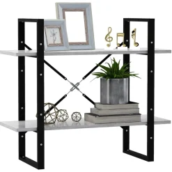 vidaXL Boekenkast met 2 schappen 80x30x70 cm bewerkt hout betongrijs