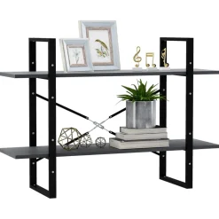 vidaXL Boekenkast met 2 schappen 100x30x70 cm massief grenenhout grijs