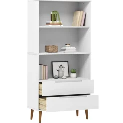 vidaXL Boekenkast MOLDE 85x35x170,5 cm massief grenenhout wit