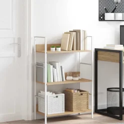 vidaXL Boekenkast 3 schappen 60x27,6x90,5 cm bewerkt hout eikenkleurig