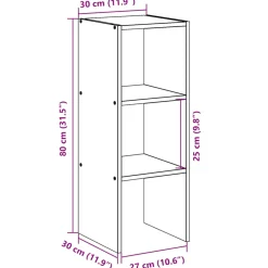 vidaXL Boekenkast stapelbaar 30x30x80 cm bewerkt hout wit