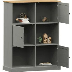 vidaXL Boekenkast VIGO 90x35x114,5 cm massief grenenhout grijs