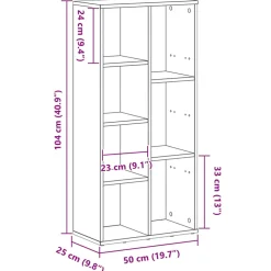vidaXL Boekenkast 50x25x104 cm bewerkt hout zwart eikenkleurig