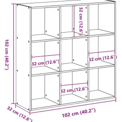 vidaXL Boekenkast 102x32x102 cm bewerkt hout betongrijs