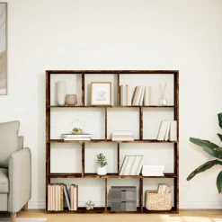 vidaXL Boekenkast 132x29x141,5 cm bewerkt hout gerookt eikenkleurig