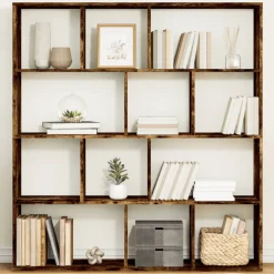 vidaXL Boekenkast 132x29x141,5 cm bewerkt hout gerookt eikenkleurig