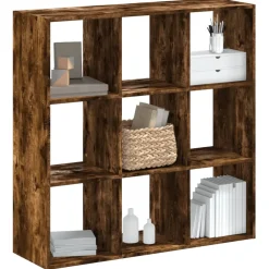 vidaXL Boekenkast 102x32x102 cm bewerkt hout gerookt eikenkleurig