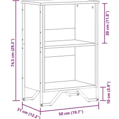 vidaXL Boekenkast 50x31x74,5 cm bewerkt hout gerookt eikenkleurig