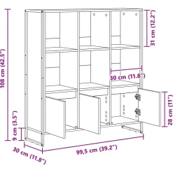 vidaXL Boekenkast 99,5 x 30 x 108 cm Bewerkt hout Sonoma