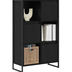 vidaXL Boekenkast 68 x 30 x 108.5 cm Bewerkt hout Zwart Eiken