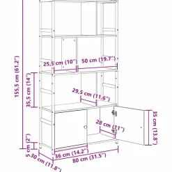 vidaXL Boekenkast 80 x 30 x 155,5 cm Bewerkt hout Oud hout