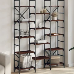 vidaXL Boekenkast 127,5x28,5x172,5 cm bewerkt hout bruin eikenkleur