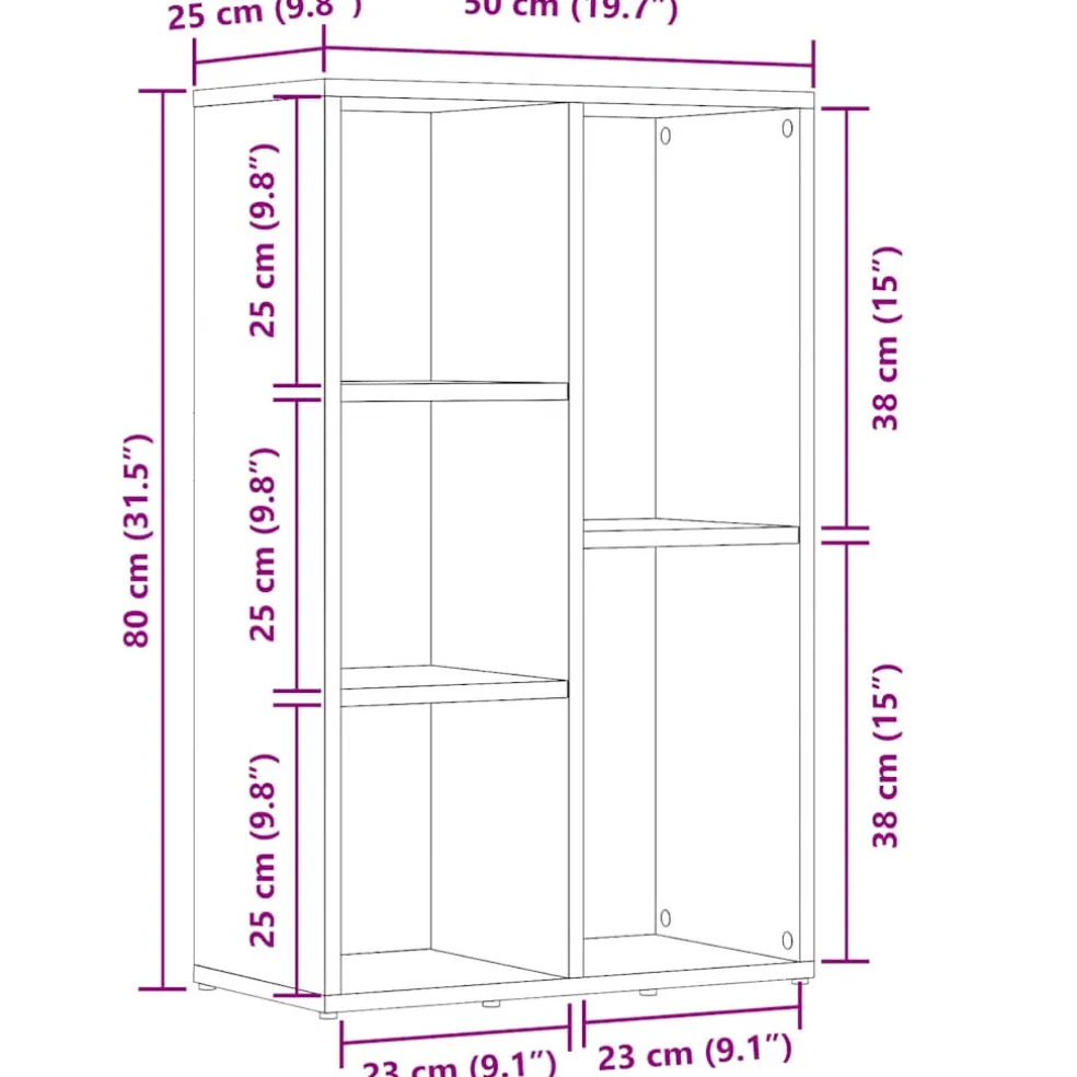 vidaXL Boekenkast 40x24x52 cm bewerkt hout zwart eikenkleurig