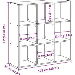 vidaXL Boekenkast 102x32x102 cm bewerkt hout sonoma eikenkleurig