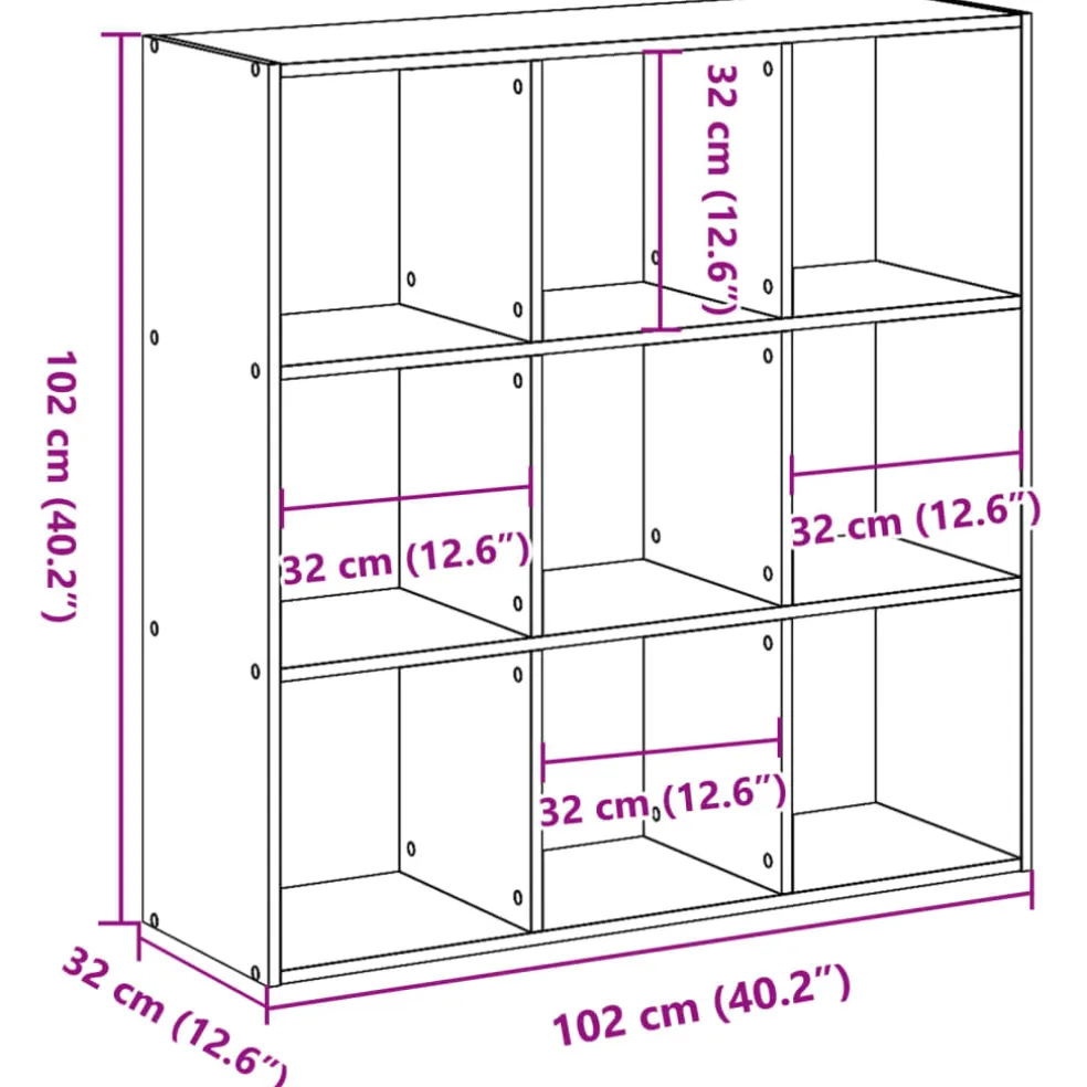 vidaXL Boekenkast 102x32x102 cm bewerkt hout sonoma eikenkleurig