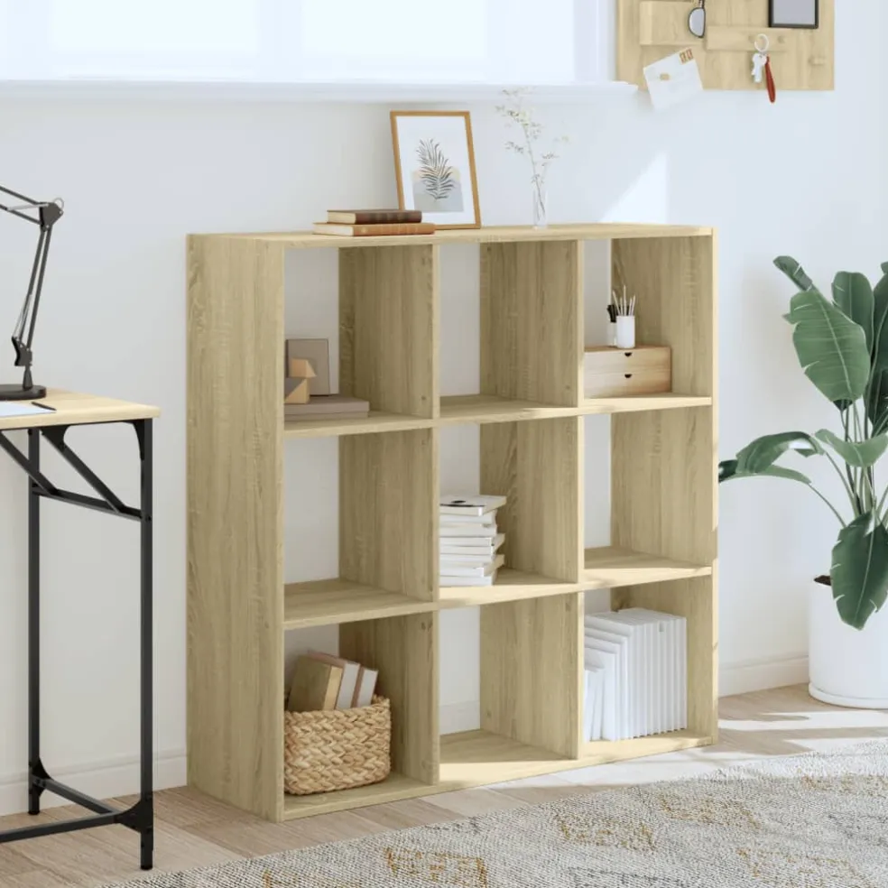 vidaXL Boekenkast 102x32x102 cm bewerkt hout sonoma eikenkleurig
