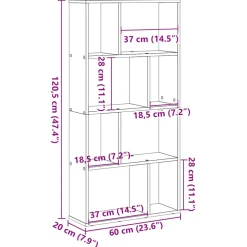 vidaXL Boekenkast 60x20x120,5 cm bewerkt hout grijs sonoma eikenkleurig