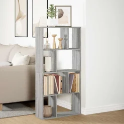 vidaXL Boekenkast 60x20x120,5 cm bewerkt hout grijs sonoma eikenkleurig