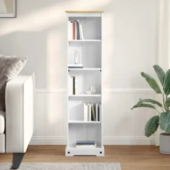 vidaXL Boekenkast 46 x 20 x 170 cm Massief grenenhout Wit