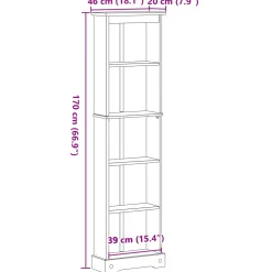 vidaXL Boekenkast 46 x 20 x 170 cm Massief grenenhout Wit