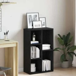 vidaXL Boekenkast Zwart Eiken 50x25x80 cm Engineered Wood