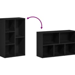 vidaXL Boekenkast Zwart Eiken 50x25x80 cm Engineered Wood