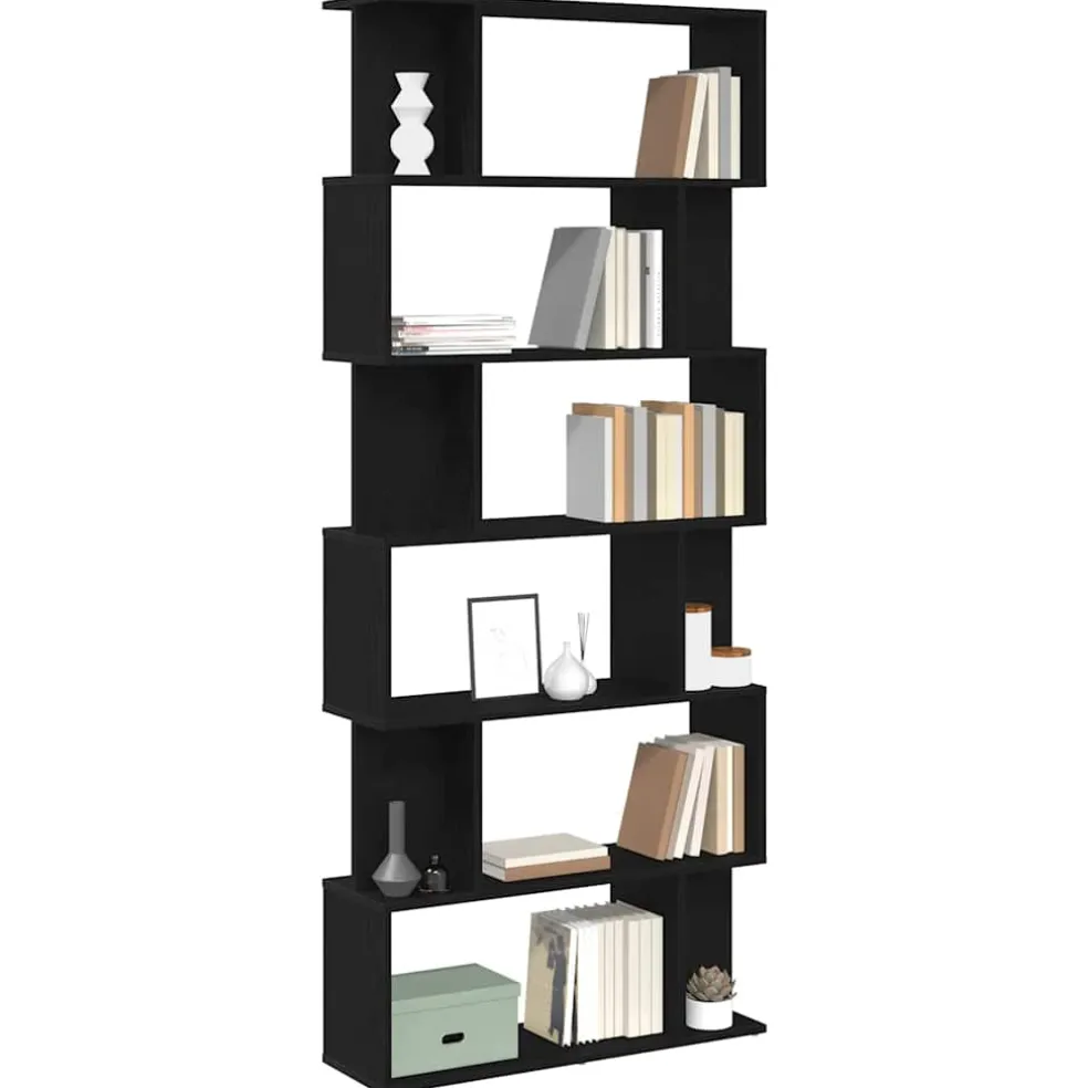 vidaXL Boekenkast Zwart Eiken 80x24x190,5 cm Engineered Wood
